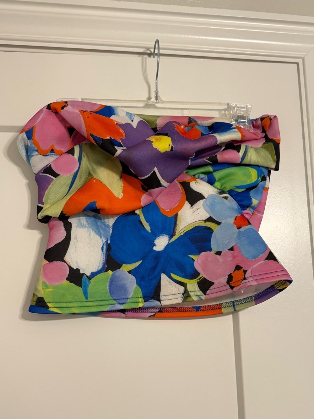 Nasty Gal Floral Strapless Bandeau Top - Blue, Pink, Orange, Purple, Green